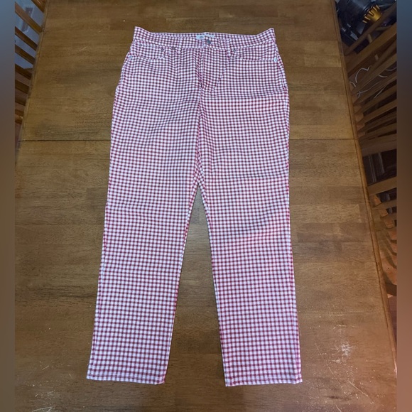 Madewell Red and White Gingham Denim Pants 32 - Picture 1 of 8